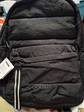 PINK Victoria's Secret Quilted Puffer Backpack in Black